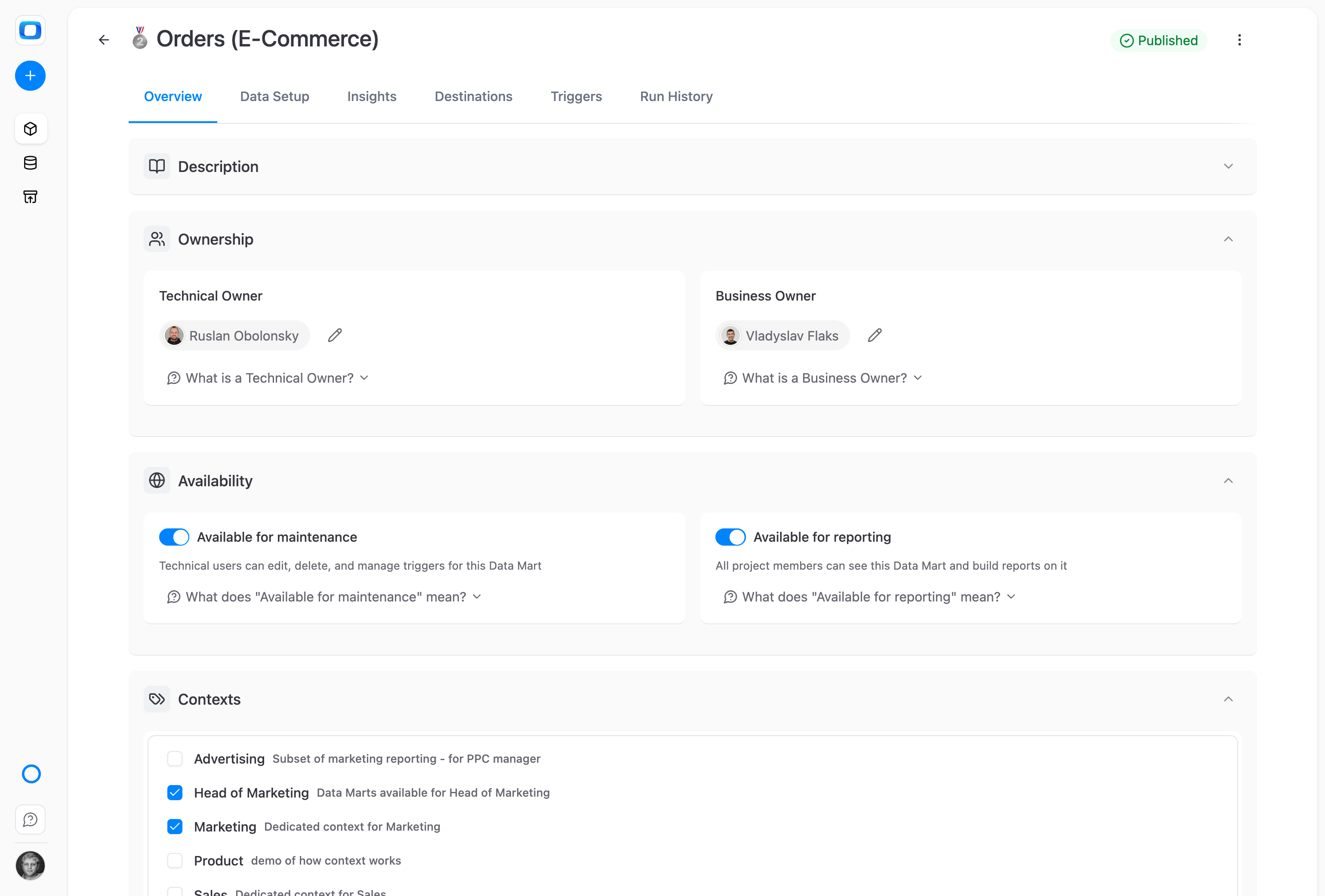 Governed by the same "Available for Reports" toggle