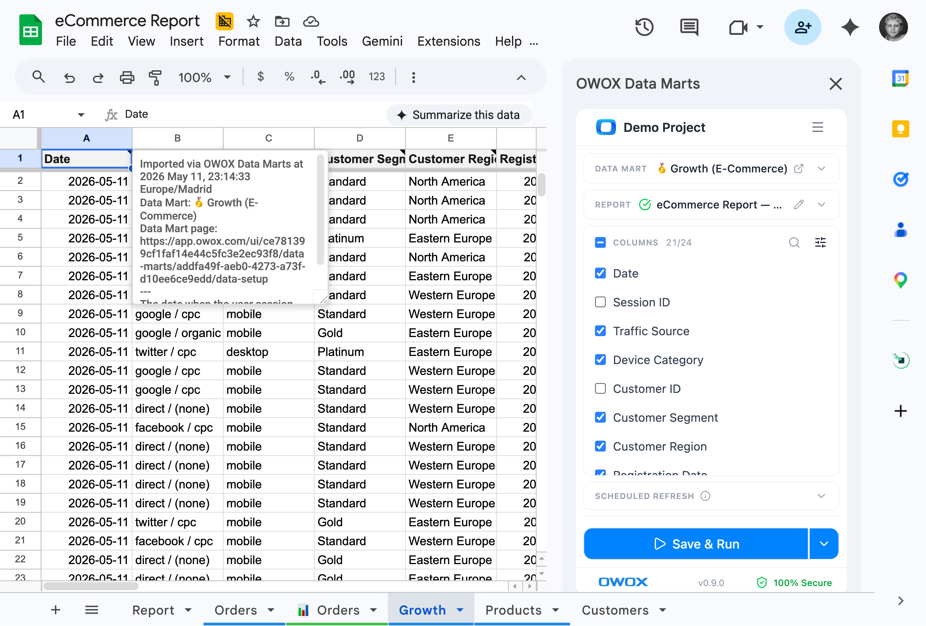 Dashboards that match the spreadsheets & slack