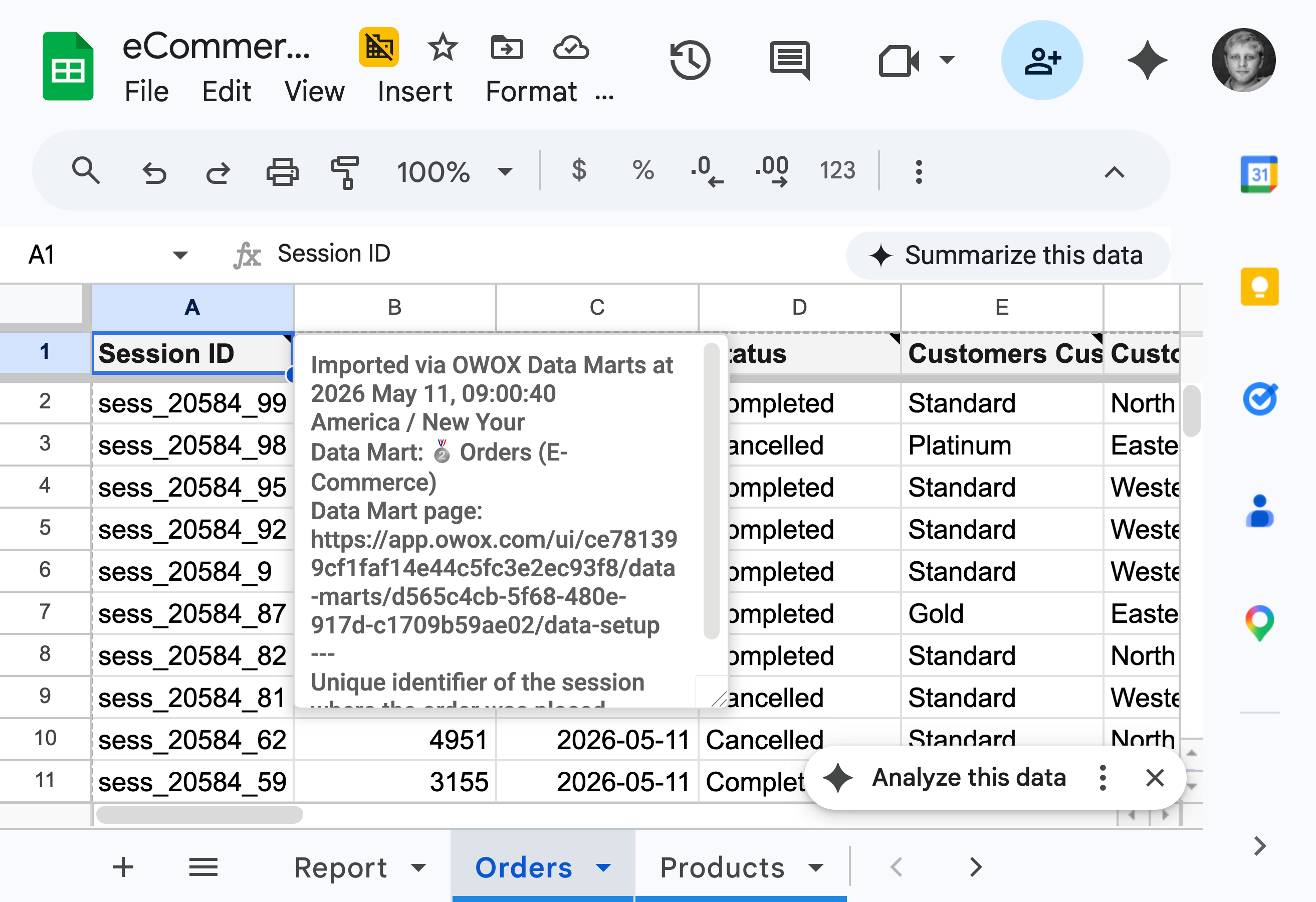 Open your report — data is already there